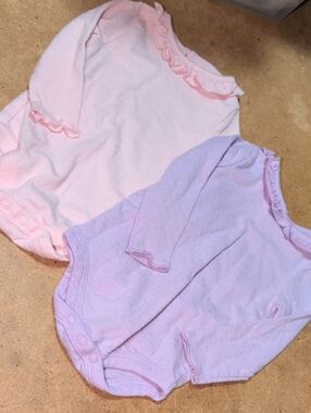 Set of 2 Baby Garanimals Long Sleeve Ruffle Onesies - Pink & Purple Size 3-6M
